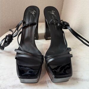 Giuseppe Zanotti Glossy Black Strappy Heels